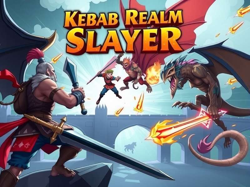 Kebab Realm Slayer combat screenshot showing player fighting multiple enemies